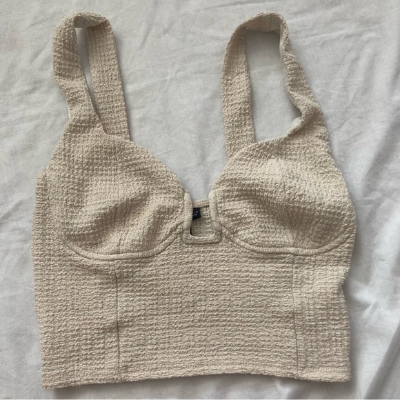 Windsor Tops - Windsor Cream Cropped Bustier Top Size Small